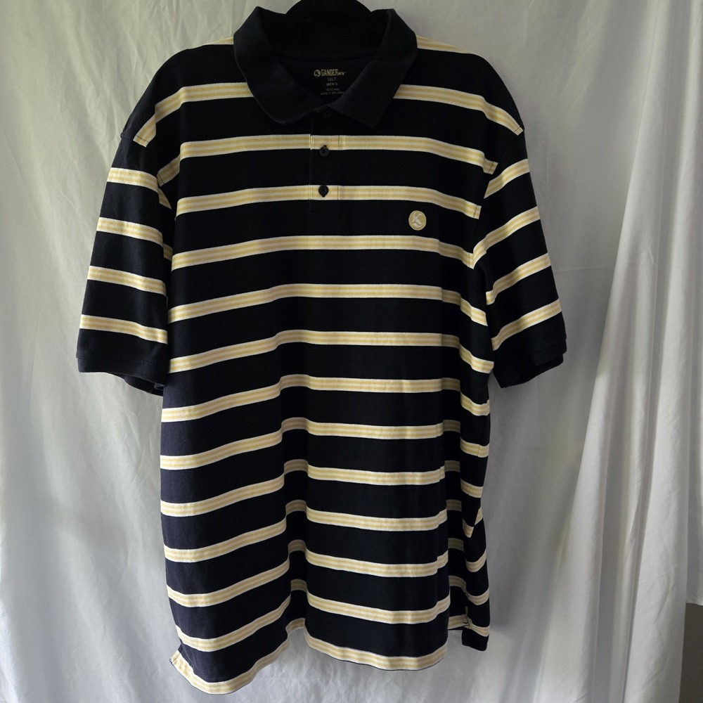 Gander Mountain 100% Cotton Men's 3XLT Striped Short Sleeve Navy Classic‎